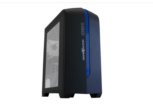 Gabinete Game Factor CSG500 con Ventana LED, Micro-Tower, Micro-ATX/Mini-ITX, USB 2.0/3.0, sin Fuente, 2 Ventiladores Instalados, Negro/Azul SKU: CSG500/BL