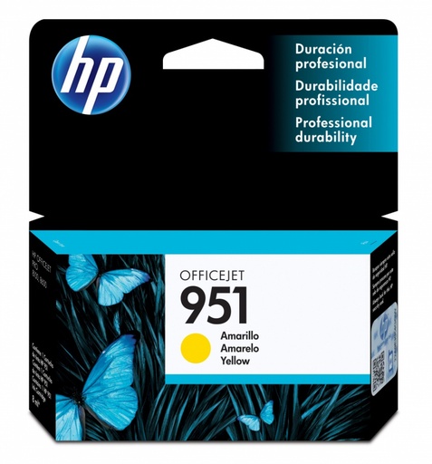 [CN052AL] HP 951 Amarillo Original Cartucho de Tinta HP951 HP Officejet Pro 251DW/276DW/8100/8600/8610/8620 8ml SKU: CN052AL