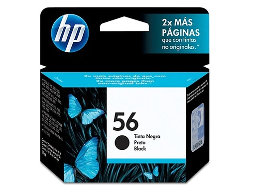 [C6656AL] HP 56 Negro Original Cartucho de Tinta HP56 HP Deskjet 5650, 5850, 5160, PSC 2210, 1210, Photosmart 7760v, 7760w, Officejet 5510, 7755 520Pag. 19ml SKU: C6656AL