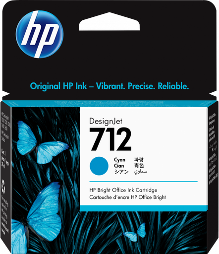 [3ED67A] HP 712 Cian Original Cartucho de Tinta HP712 HP DesignJet T210, T230, T250, T630, T650 29ml SKU: 3ED67A