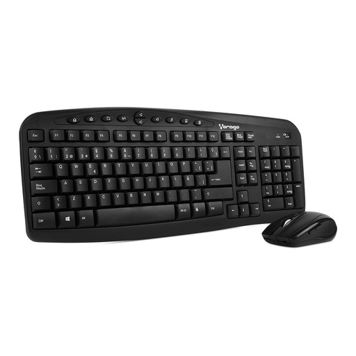 Kit de Teclado y Mouse Vorago KM-303, Inalámbrico, Negro (Español) SKU: KM-303