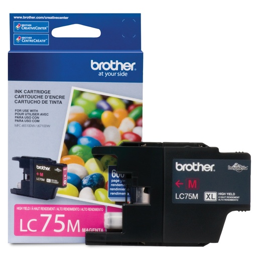 [LC75M] LC75M XL Magenta Original Cartucho de Tinta Brother LC-75M MFC-J280W, MFC-J425W, MFC-J430w, MFC-J435W, MFC-J5910DW, MFC-J625DW, MFC-J6510DW, MFC-J6710DW, MFC-J6910dw, MFC-J825DW, MFC-J835DW 600 Páginas SKU: LC75M