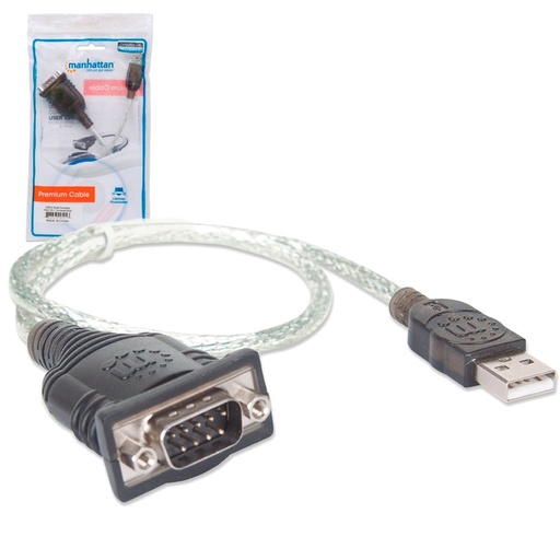 [205153] Manhattan Adaptador Serial RS-232 Macho DB9 - USB Macho, 45cm, Transparente SKU: 205153