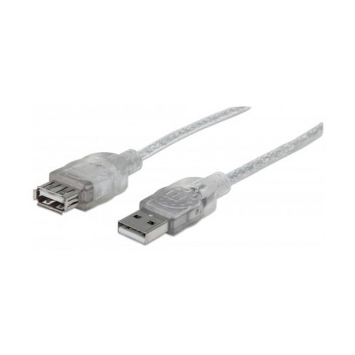 [340496] Manhattan Cable Extensión de Alta Velocidad USB 2.0, USB A Macho - USB A Hembra, 3 Metros, Plateado SKU: 340496