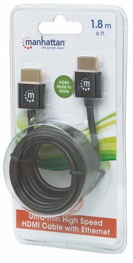 Manhattan Cable HDMI Macho - HDMI Macho, 4K, 60Hz, 1.8 Metros, Negro SKU: 394369