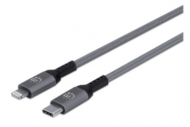 Manhattan Cable Lightning Macho - USB-C Macho, 1 Metro, Gris SKU: 394208