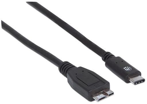 Manhattan Cable USB 3.0 Micro-B Macho - USB 3.1 C Macho, 1 Metro, Negro SKU: 353397