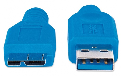 Manhattan Cable USB 3.0, USB A Macho - Micro USB B Macho, 1 Metro, Azul SKU: 393898