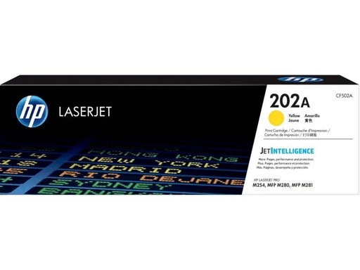 [CF502A] CF502A Amarillo Original Toner 202A HP LaserJet Pro M254, MFP M280, MFP M281 1,300 Páginas SKU: CF502A