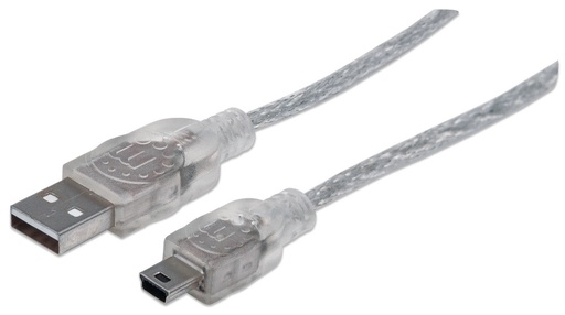 [333412] Manhattan Cable USB Macho- USB Mini Macho, 1.8 metros, Transparente SKU: 333412