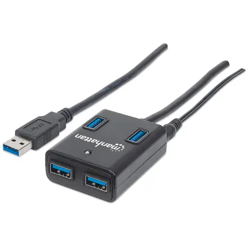 [162302] Manhattan Hub USB A 3.0 de Supervelocidad, 4 Puertos, 5000 Mbit/s, con Fuente AC-4576 SKU: 162302