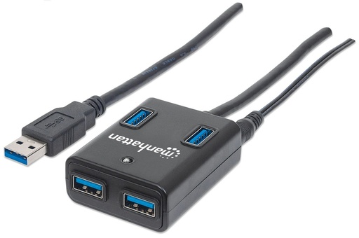 Manhattan Hub USB A 3.0 de Supervelocidad, 4 Puertos, 5000 Mbit/s, con Fuente SKU: 162302