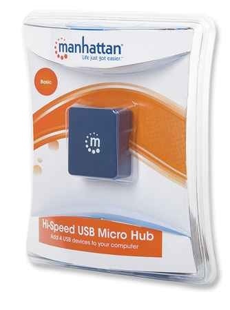 Manhattan Micro Hub USB 2.0 de 4 Puertos, 480 Mbit/s SKU: 160605