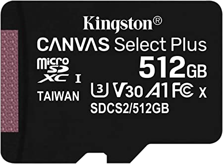 [SDCS2/512GB] Memoria Flash Kingston Canvas Select Plus, 512GB MicroSDXC UHS-I Clase 10, con Adaptador SKU: SDCS2/512GB