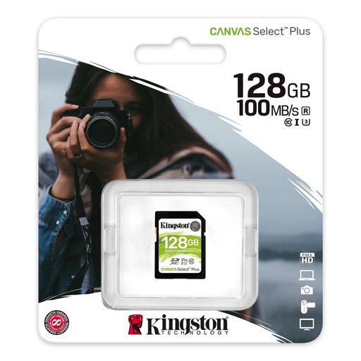 Memoria Flash Kingston Canvas Select, 128GB SDXC UHS-I Clase 10 SKU: SDS/128GB