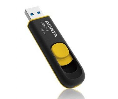 Memoria USB Adata DashDrive UV128, 64GB, USB 3.0, Lectura 90MB/s, Escritura 40MB/s, Negro/Amarillo SKU: AUV128-64G-RBY