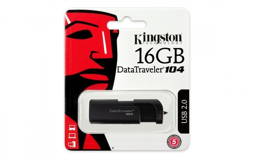 [DT104/16GB] Memoria USB Kingston DataTraveler 104, 16GB, USB 2.0, Negro SKU: DT104/16GB