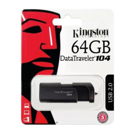 Memoria USB Kingston DataTraveler 104, 64GB, USB 2.0, Negro SKU: DT104/64GB