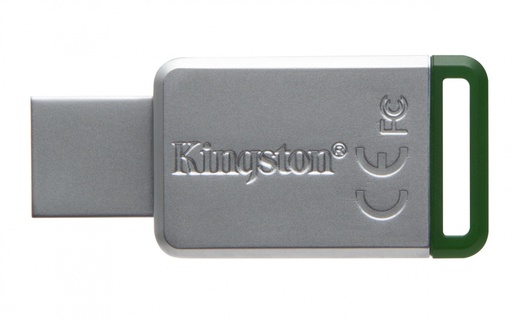 [DT50/16GB] Memoria USB Kingston DataTraveler 50, 16GB, USB 3.0, Plata/Verde SKU: DT50/16GB