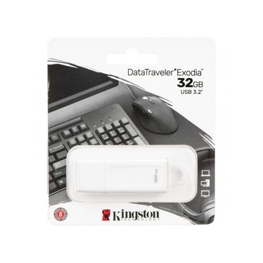 [DTXW/32GB] Memoria USB Kingston DataTraveler Exodia, 32GB, USB A, Blanco KC-U2G32-5R SKU: DTXW/32GB