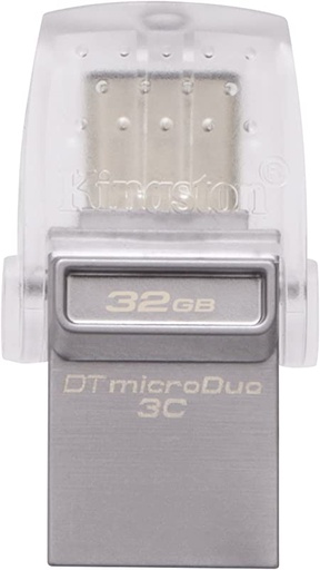 [DTDUO3C/32GB] Memoria USB Kingston DataTraveler microDuo 3C, 32GB, USB 3.1/Micro USB, Lectura 100MB/s, Escritura 10MB/s, Plata SKU: DTDUO3C/32GB