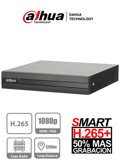 [DAD498007] DVR DAHUA Cooper XVR1B04 / 4 Canales HDCVI Pentahibrido 1080P Lite, 720P/H265/1 CH IP Adicional,  Sata Hasta 6TB/P2P/Smart Audio HDCVI SKU: DAD498007