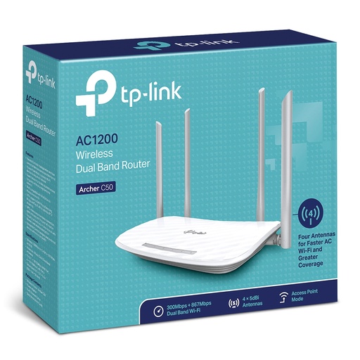 ROUTER WI-FI TP-LINK ARCHER C50 DOBLE BANDA AC1200/ ARCHER C50  Version 6 SKU: ARCHER C50