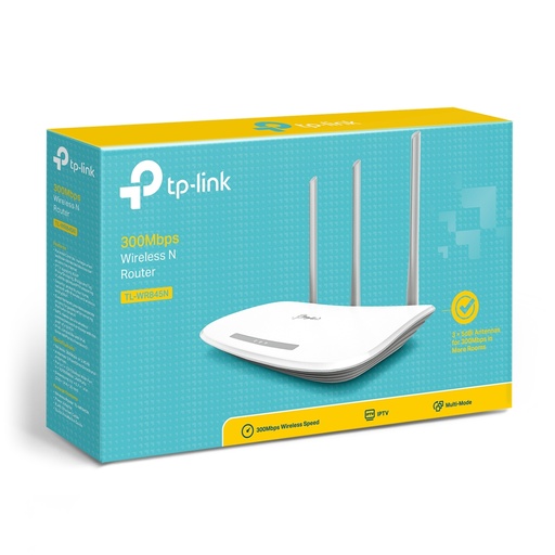 [TL-WR845N] Router TP-Link Fast Ethernet TL-WR845N, Inalámbrico, 300Mbit/s, 5x RJ-45, 2.4GHz, con 3 Antenas Externas de 5dBi SKU: TL-WR845N