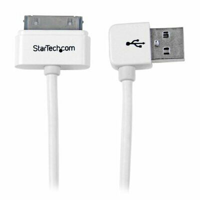 StarTech Cable USB A Macho - 30-pin Macho, Ángulo Izquierdo, 1 Metro, Blanco, para iPod/iPhone/iPad SKU: USB2ADC1MUL