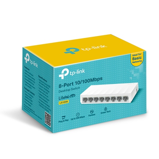 Switch TP-Link Fast Ethernet LS1008, 8 Puertos 10/100Mbps, 1.6 Gbit/s, 2000 Entradas - No Administrable SKU: LS1008