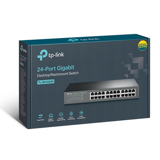 [TL-SG1024D] Switch TP-Link Gigabit Ethernet TL-SG1024D, 24 Puertos 10/100/1000Mbps, 48 Gbit/s, 8000 Entradas – No Administrable NIC-1526 SKU: TL-SG1024D