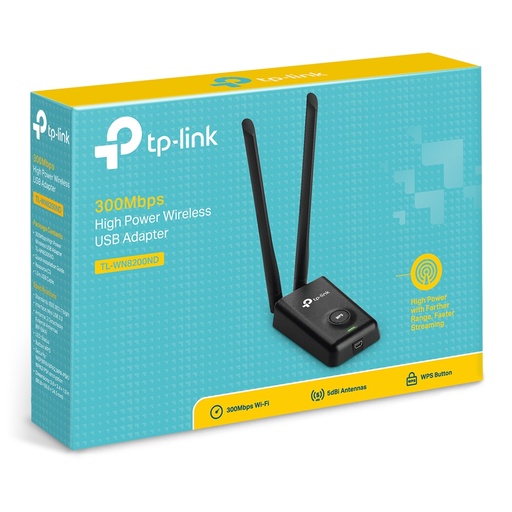 [WN8200ND] TP-Link Adaptador de Red USB TL-WN8200ND, Inalámbrico, 2.4GHz, con 2 Antenas de 5dBi NIC-1421 SKU: TL-WN8200ND