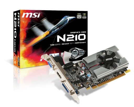 Tarjeta de Video MSI GeForce 210, 1GB GDDR3, DVI, VGA, HDCP, PCI Express 2.0 SKU: N210-MD1G/D3