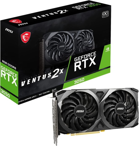 Tarjeta de Video MSI NVIDIA GeForce RTX 3050 VENTUS 2X 8G OC, 8GB 128-bit DDR6, PCI Express 4.0 x8 SKU: GEFORCE RTX 3050 VENTUS 2X 8G OC